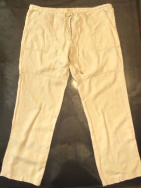 Oatmeal Linen Casual Drawstring Pants